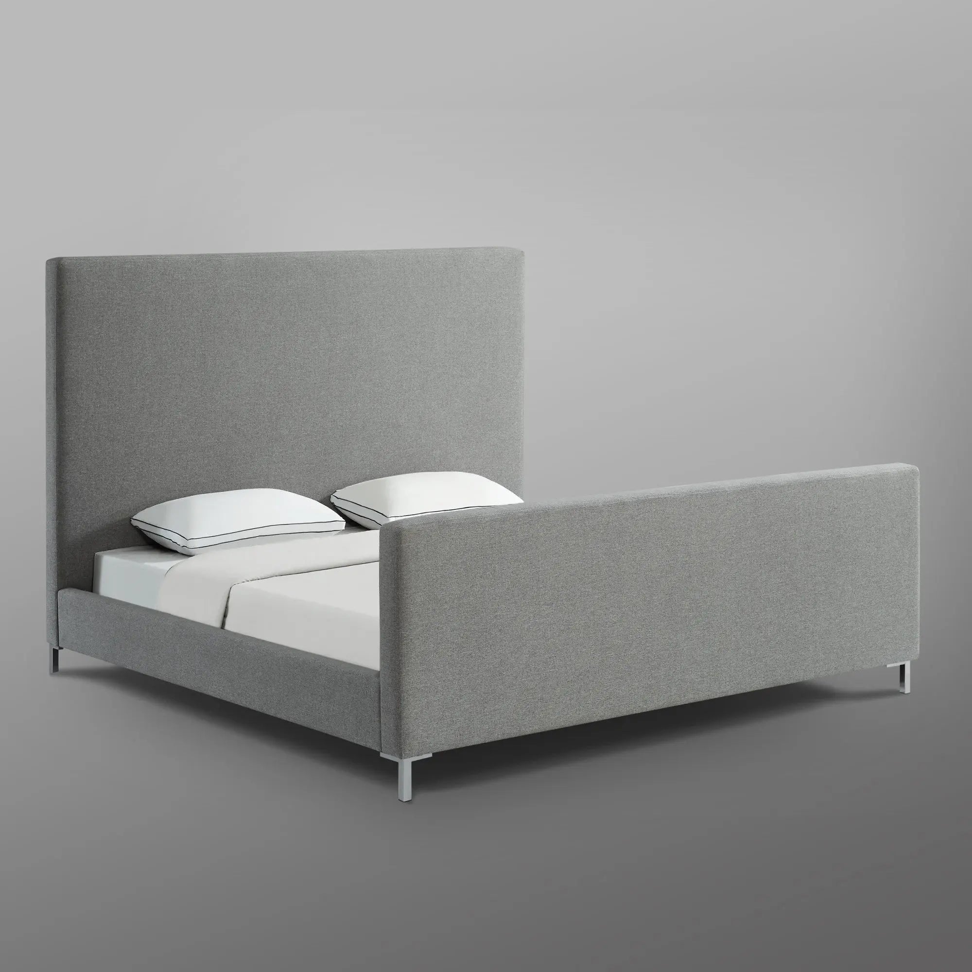 Gray Solid Wood King Upholstered Linen Bed Homeroots Bed & Bath