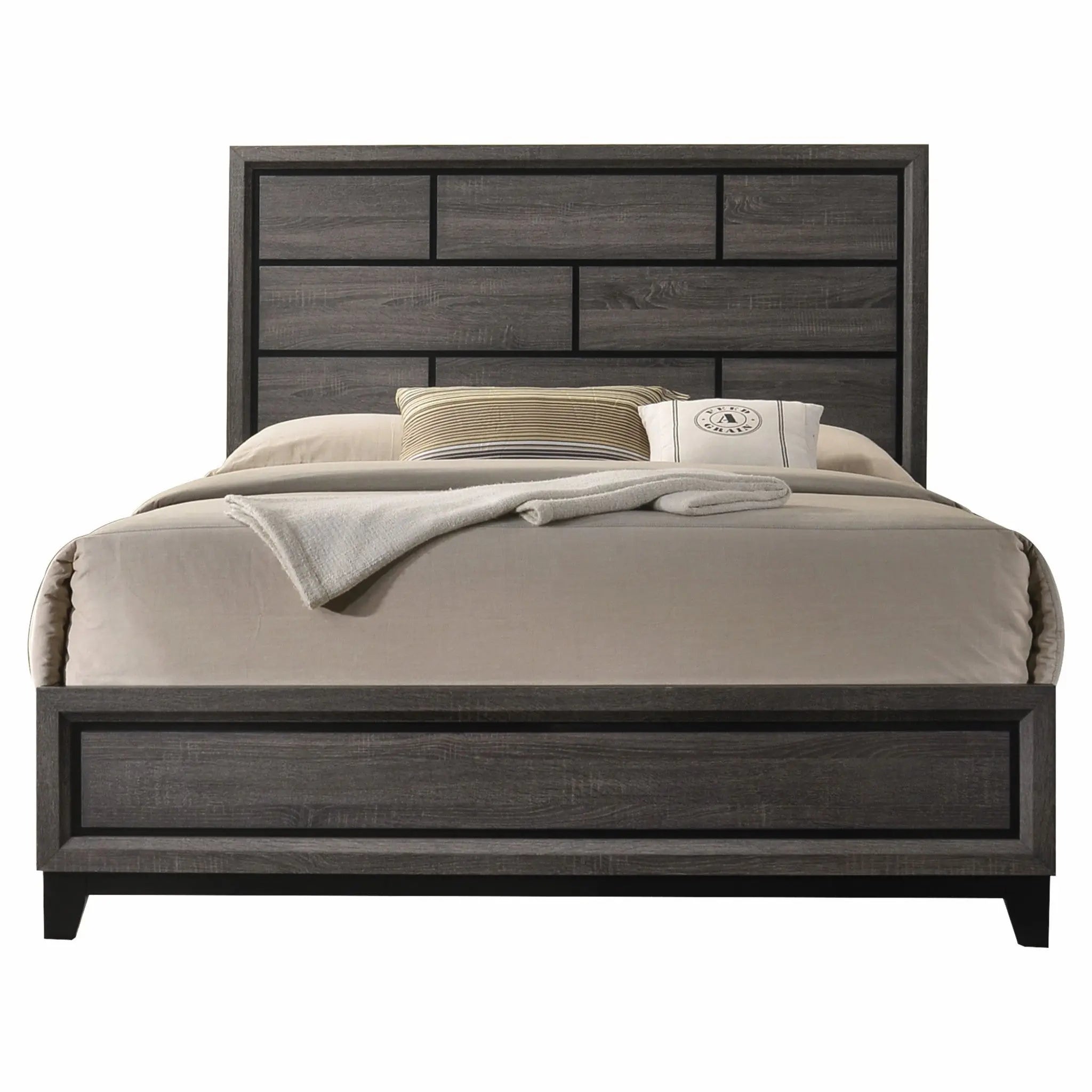 Gray Solid Wood Queen Bed Frame Homeroots Bed & Bath