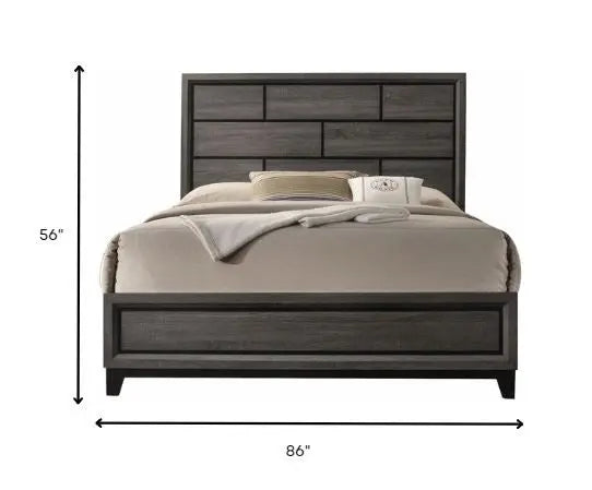 Gray Solid Wood Queen Bed Frame Homeroots Bed & Bath
