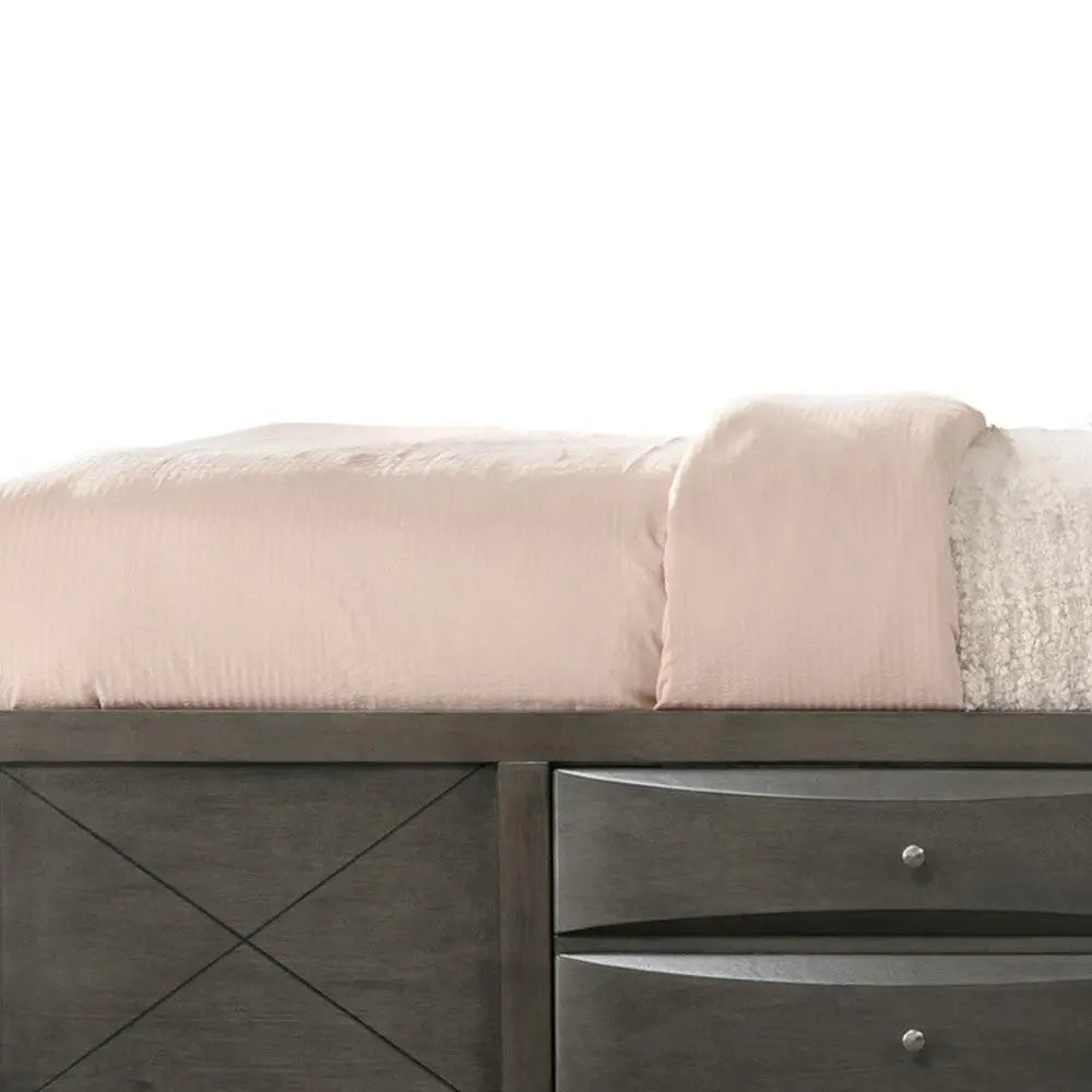 Gray Solid Wood Queen With Ten Drawers Bed Frame Homeroots Bed & Bath