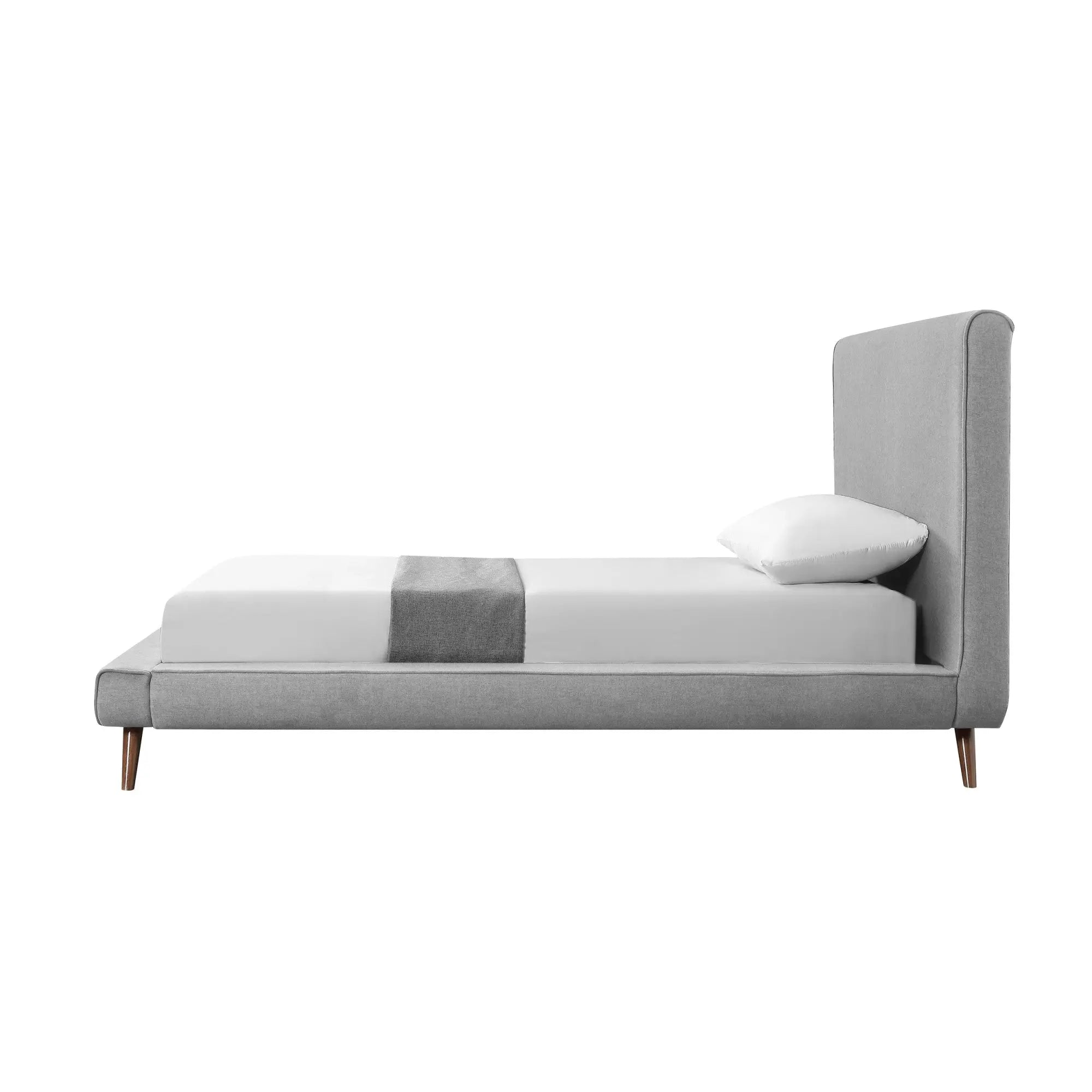 Gray Solid Wood Twin Upholstered Linen Bed Homeroots Bed & Bath