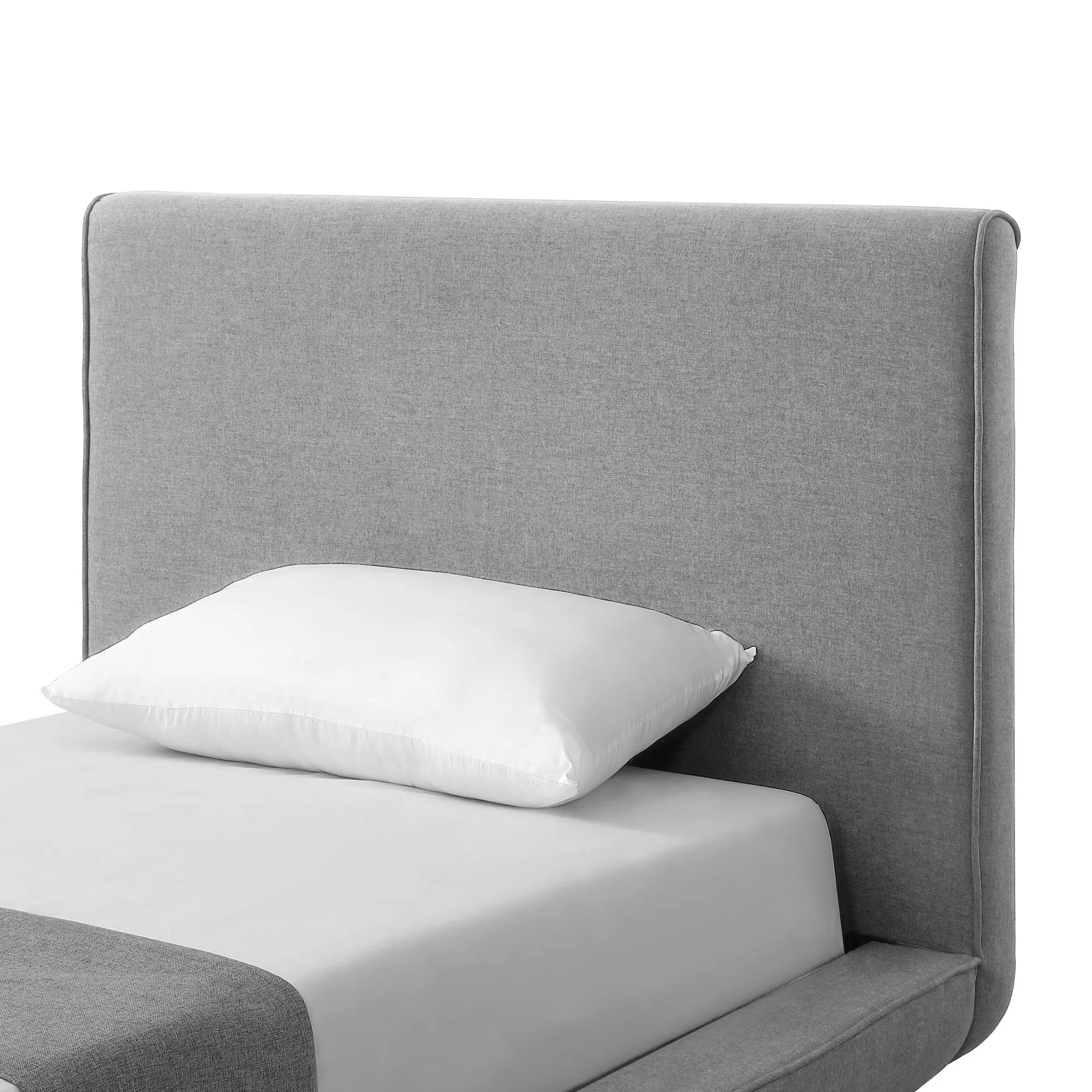 Gray Solid Wood Twin Upholstered Linen Bed Homeroots Bed & Bath