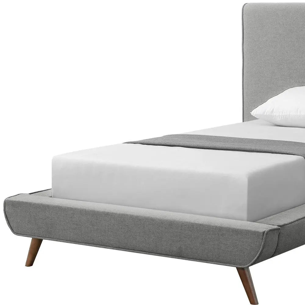 Gray Solid Wood Twin Upholstered Linen Bed Homeroots Bed & Bath