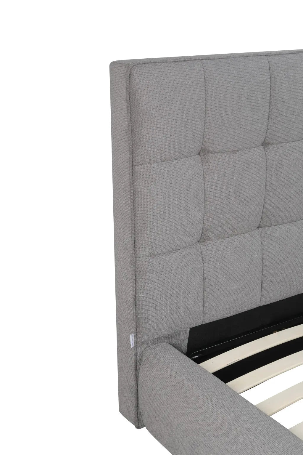 Gray Tufted Linen Blend Upholstered King Bed Frame Homeroots Bed & Bath