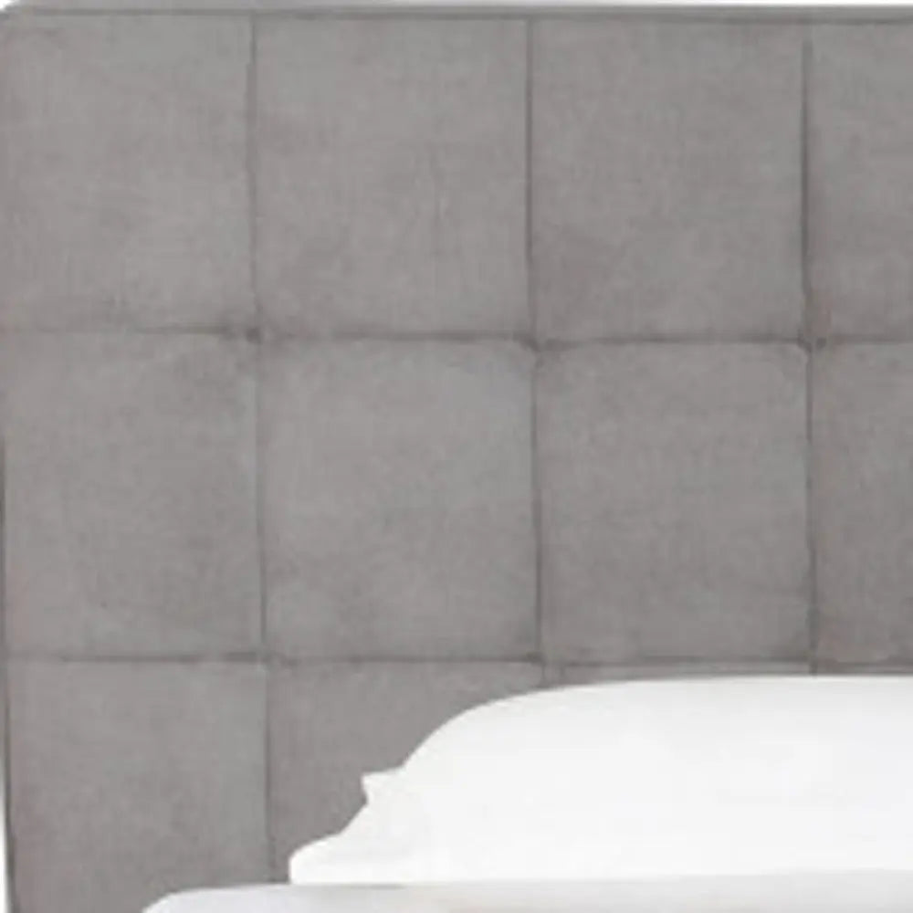 Gray Tufted Linen Blend Upholstered King Bed Frame Homeroots Bed & Bath