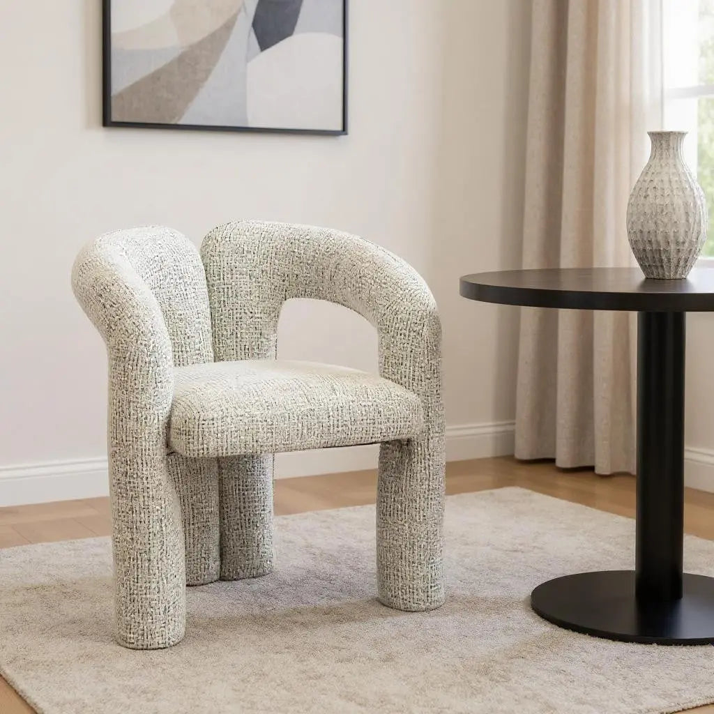 Gray Upholstery Open Back Dining Arm Chair Homeroots Kitchen & Dining
