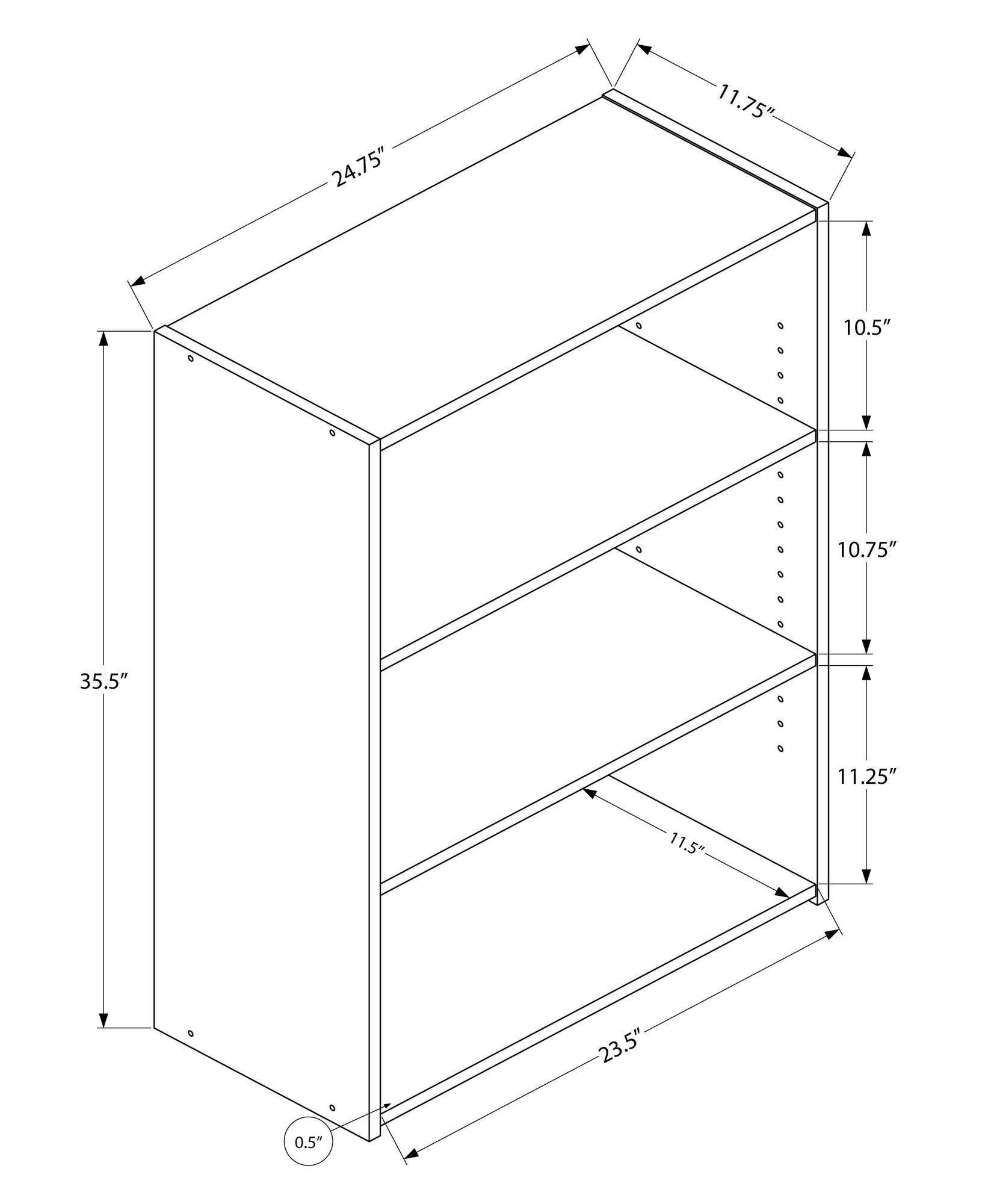 Gray Wood Adjustable Three Tier Bookcase - GreatEagleInc