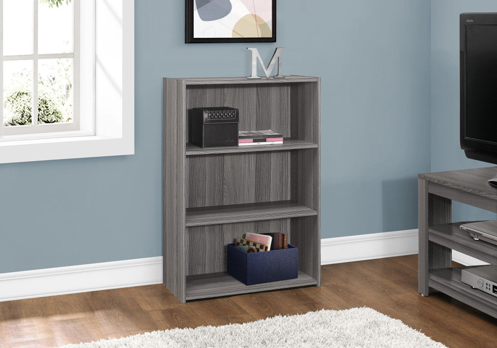 Gray Wood Adjustable Three Tier Bookcase - GreatEagleInc