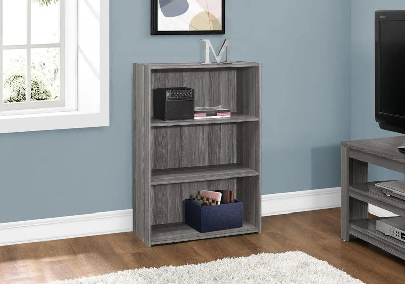 Gray Wood Adjustable Three Tier Bookcase - GreatEagleInc