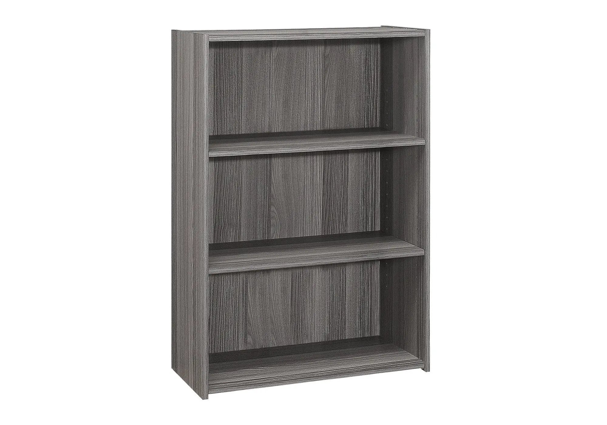 Gray Wood Adjustable Three Tier Bookcase - GreatEagleInc