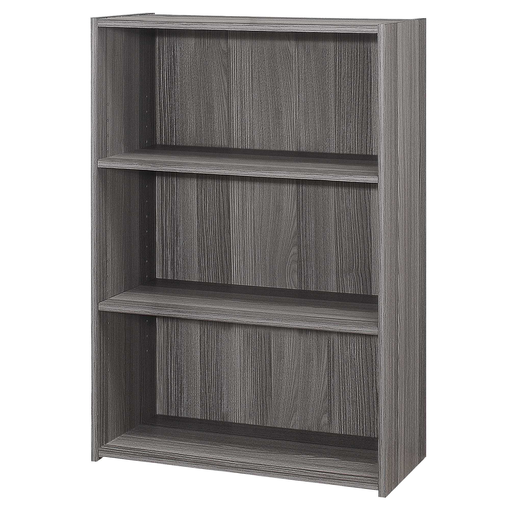 Gray Wood Adjustable Three Tier Bookcase - GreatEagleInc