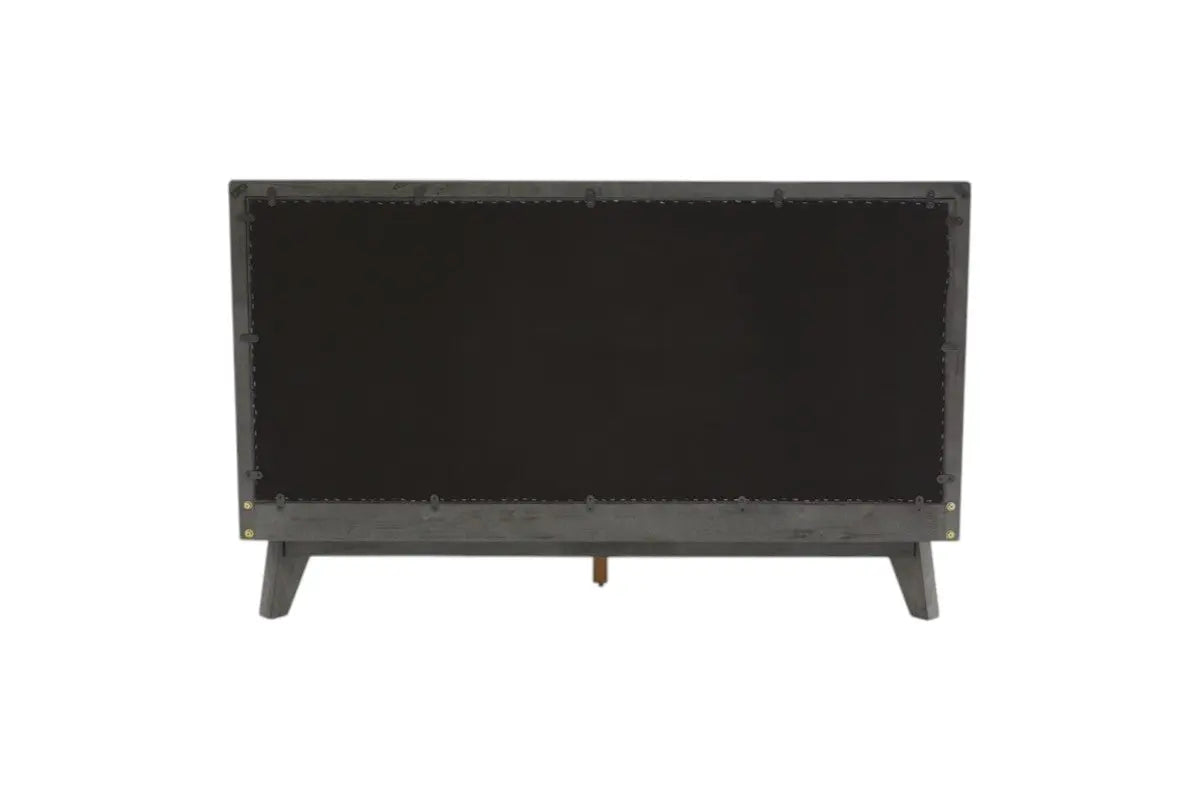 Gray Wood And Linen Queen Bed Frame Homeroots Bed & Bath