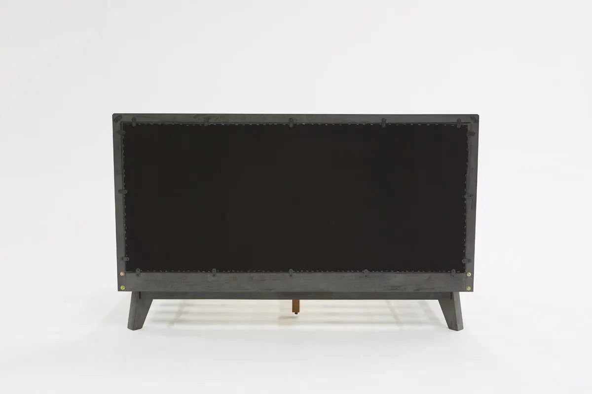 Gray Wood And Linen Queen Bed Frame Homeroots Bed & Bath