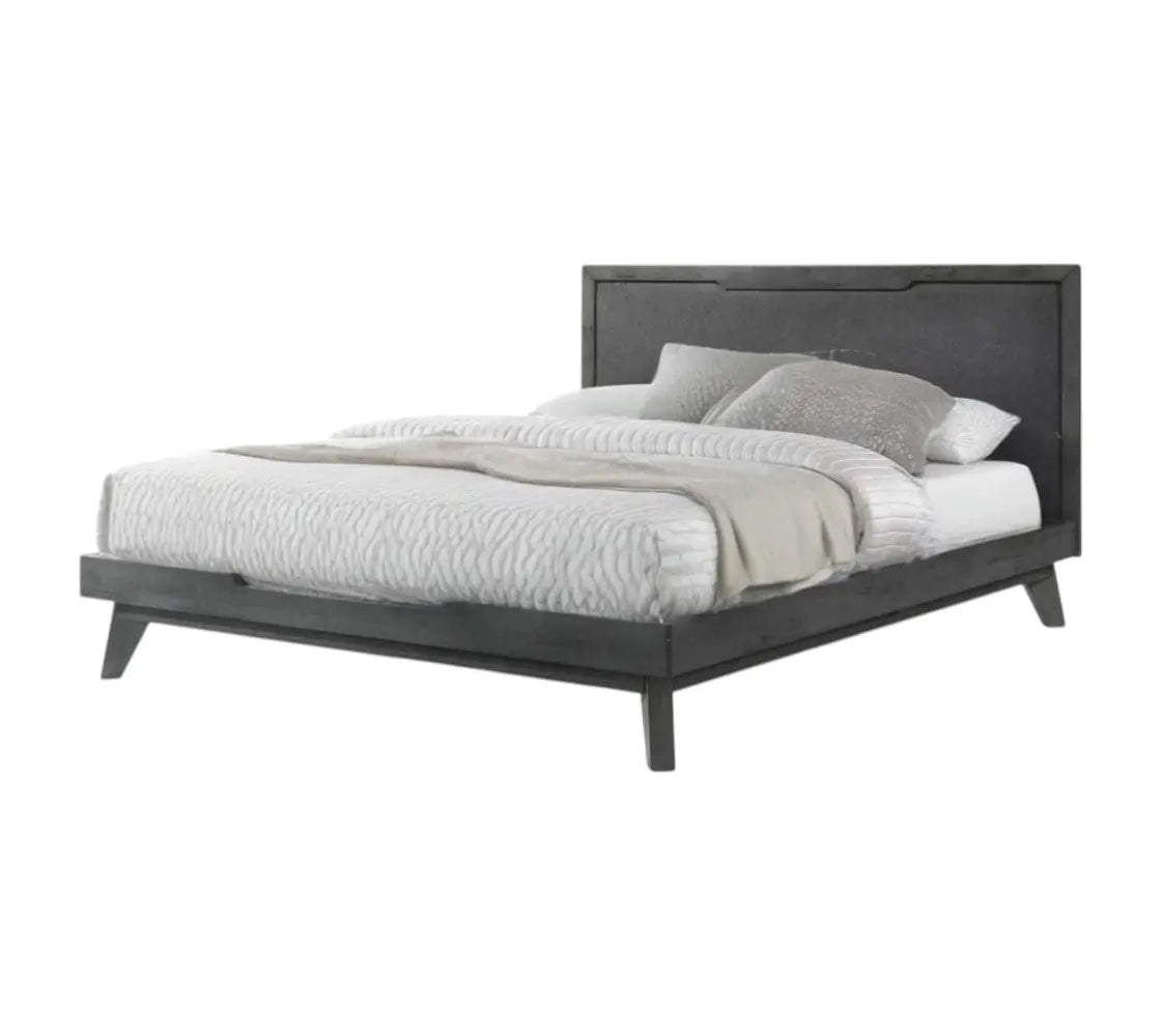 Gray Wood And Linen Queen Bed Frame Homeroots Bed & Bath