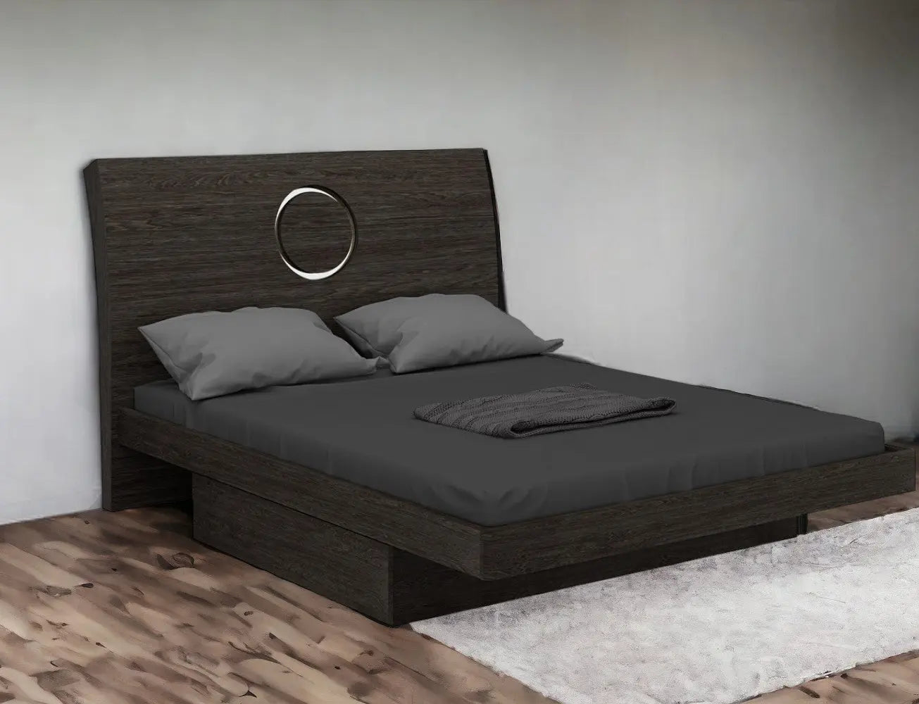 Gray Wood King Bed Frame With Drawer Homeroots Bed & Bath