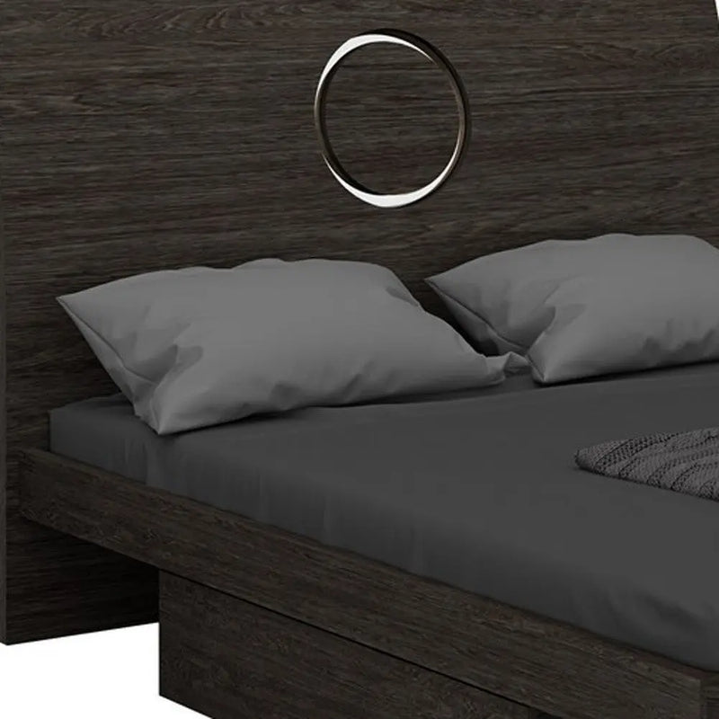 Gray Wood King Bed Frame With Drawer Homeroots Bed & Bath