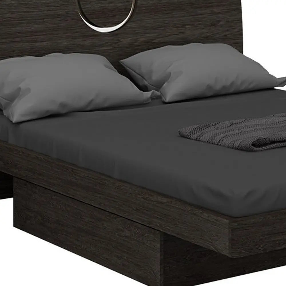 Gray Wood King Bed Frame With Drawer With Drawer Storage Homeroots Bed & Bath