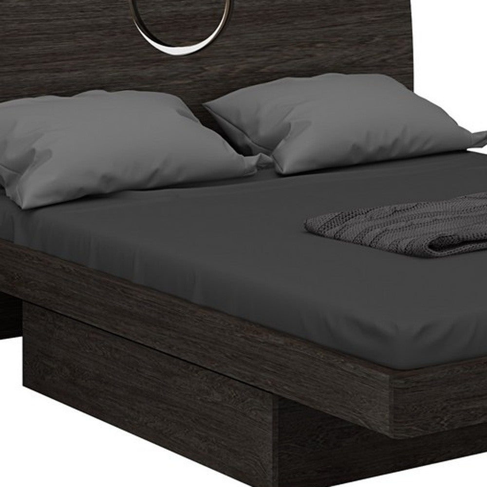 Gray Wood King Bed Frame With Drawer With Drawer Storage Homeroots Bed & Bath