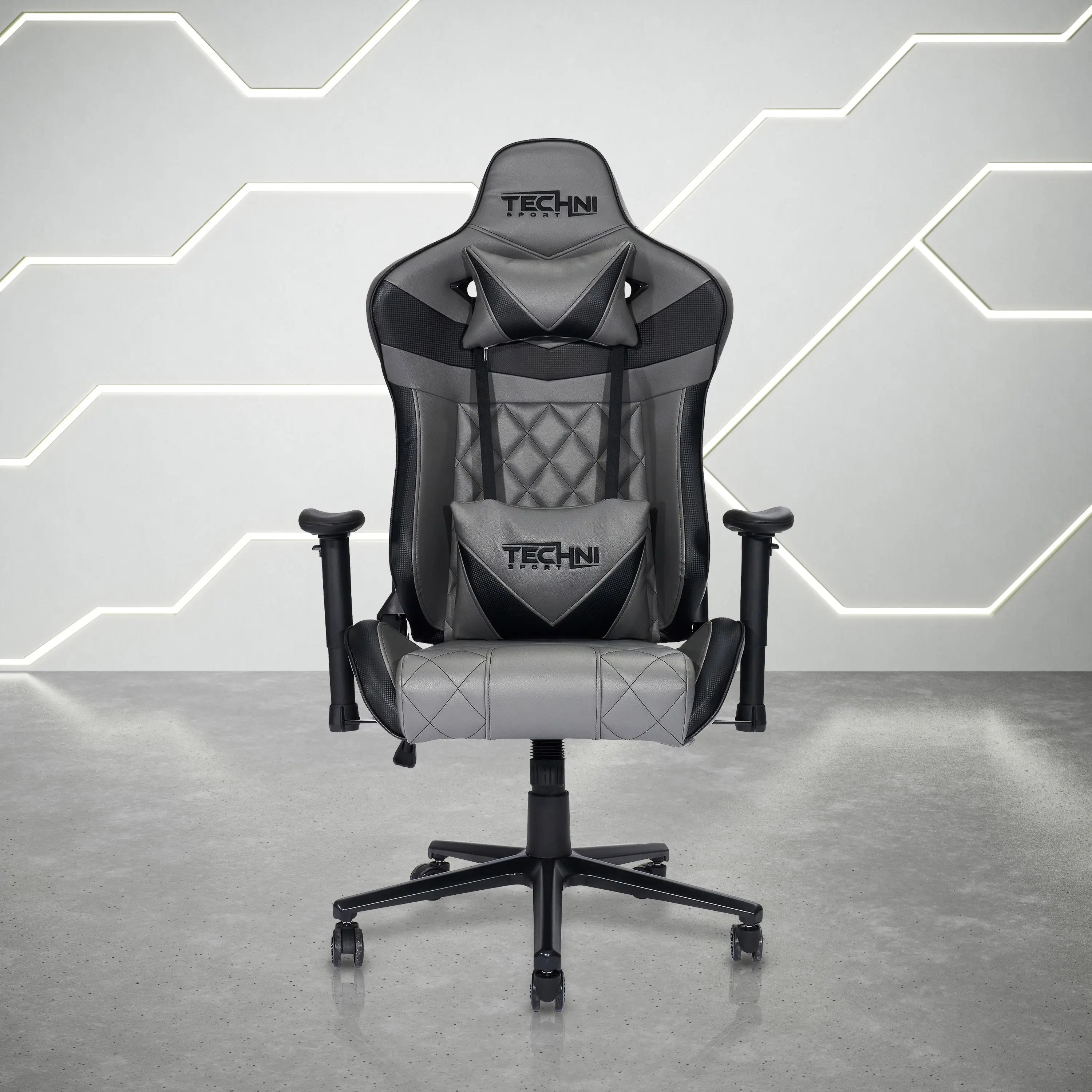 Gray and Black Adjustable Height Swivel Rolling Gaming Chair Homeroots Office