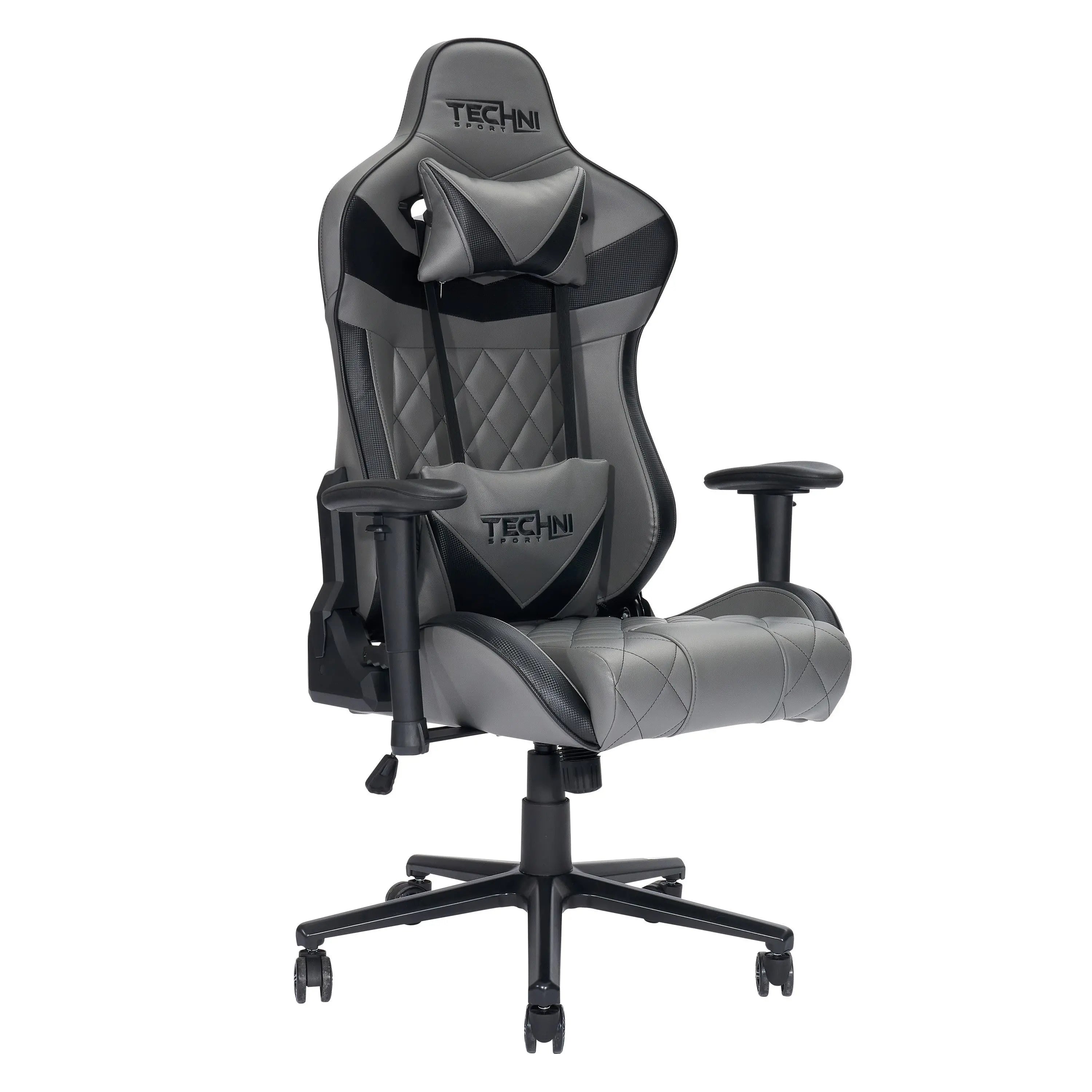Gray and Black Adjustable Height Swivel Rolling Gaming Chair Homeroots Office