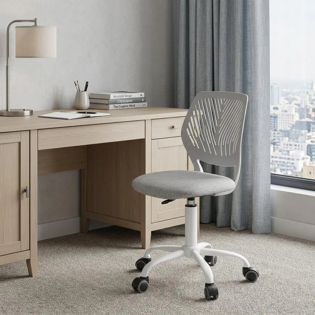 Gray and Black Adjustable Height Swivel Rolling Office Chair Homeroots Office