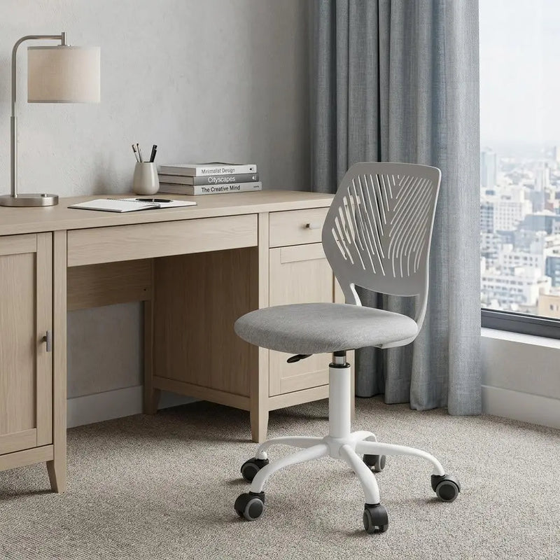 Gray and Black Adjustable Height Swivel Rolling Office Chair Homeroots Office