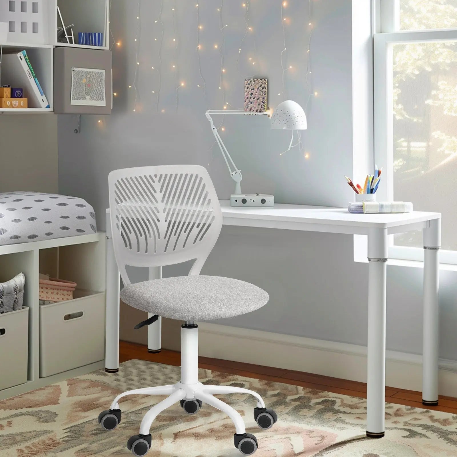 Gray and Black Adjustable Height Swivel Rolling Office Chair Homeroots Office