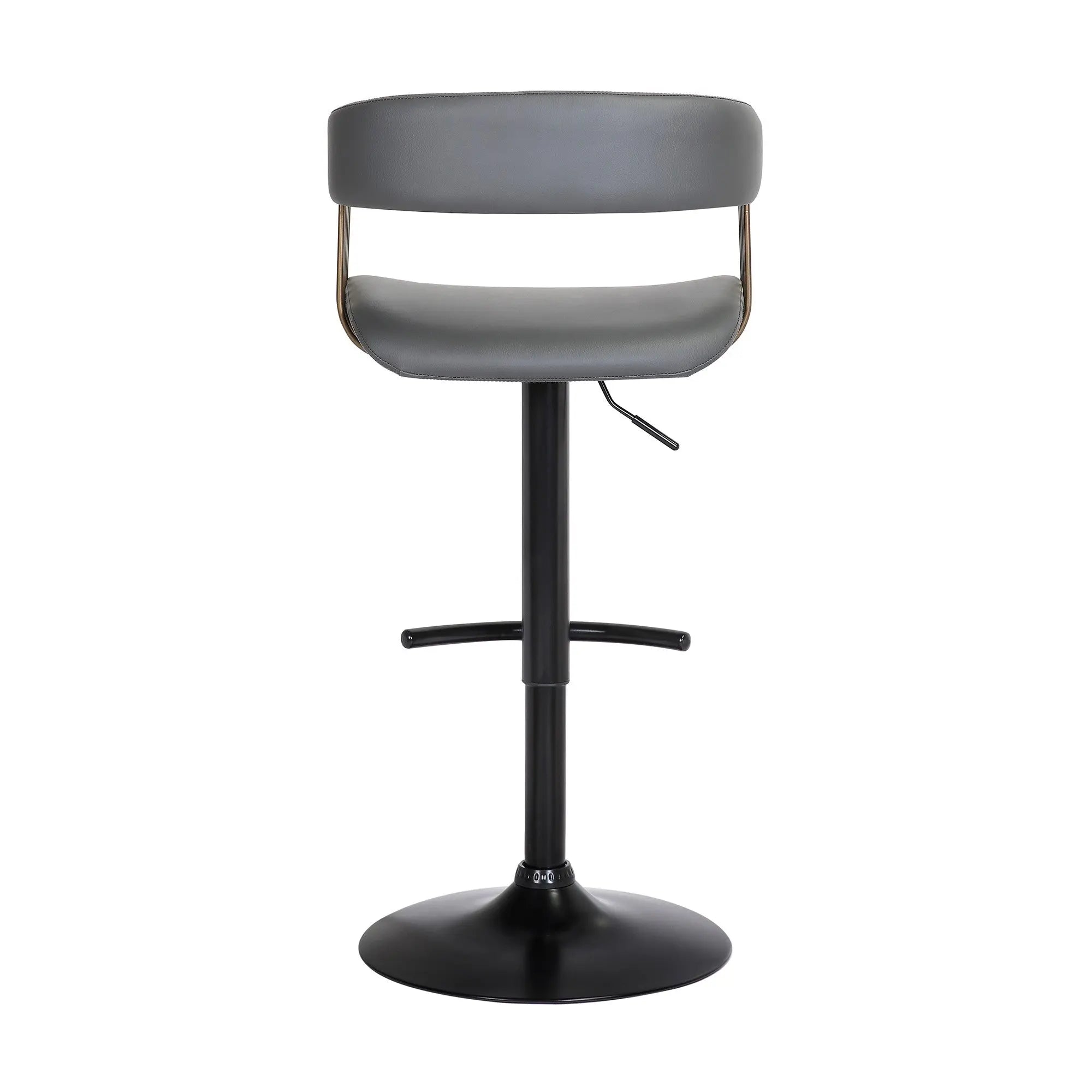 Gray and Black Faux Leather with Metal Swivel Adjustable Height Bar Chair Homeroots Living Room