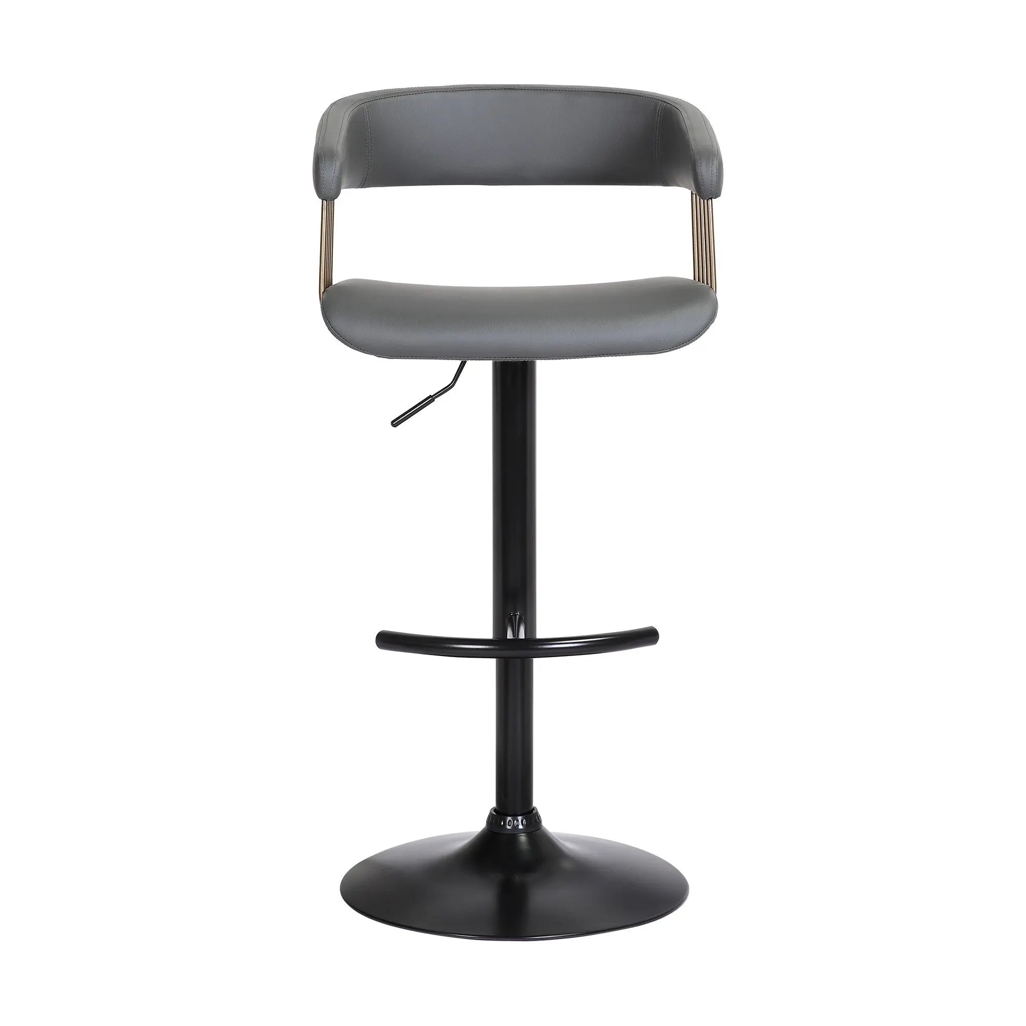 Gray and Black Faux Leather with Metal Swivel Adjustable Height Bar Chair Homeroots Living Room