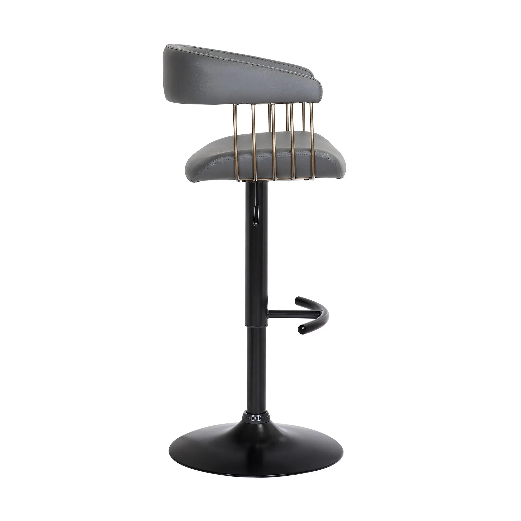 Gray and Black Faux Leather with Metal Swivel Adjustable Height Bar Chair Homeroots Living Room