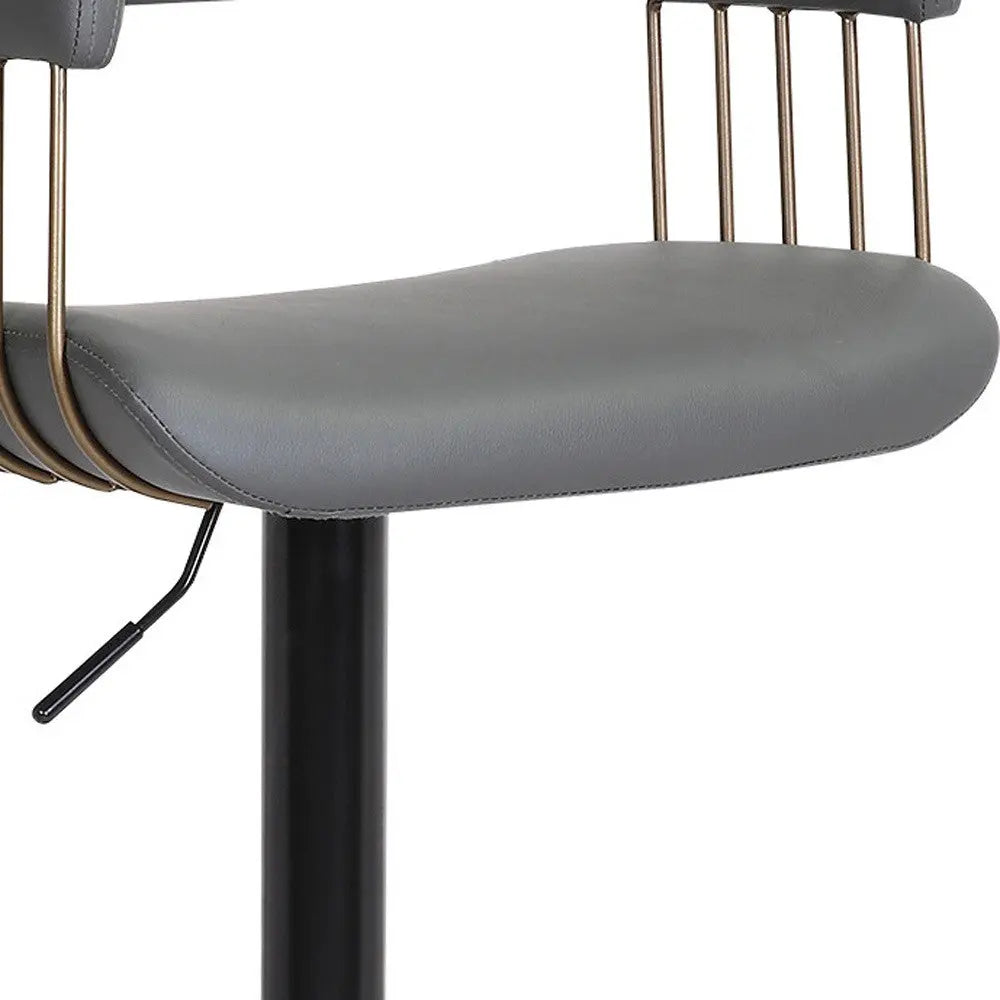 Gray and Black Faux Leather with Metal Swivel Adjustable Height Bar Chair Homeroots Living Room