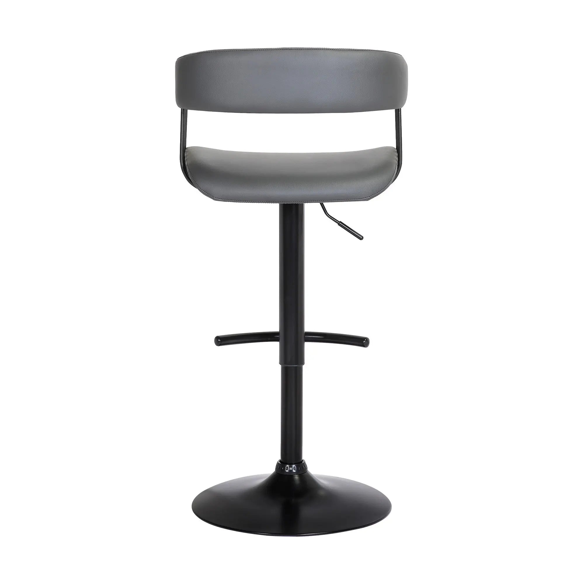 Gray and Black Faux Leather with Metal Swivel Adjustable Height Bar Chair Homeroots Living Room
