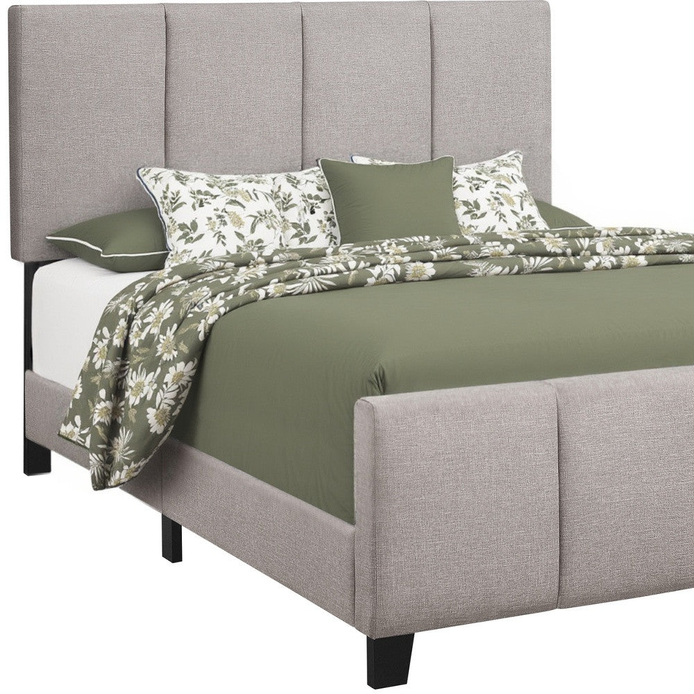 Gray and Black Tufted Linen Queen Bed Frame - GreatEagleInc
