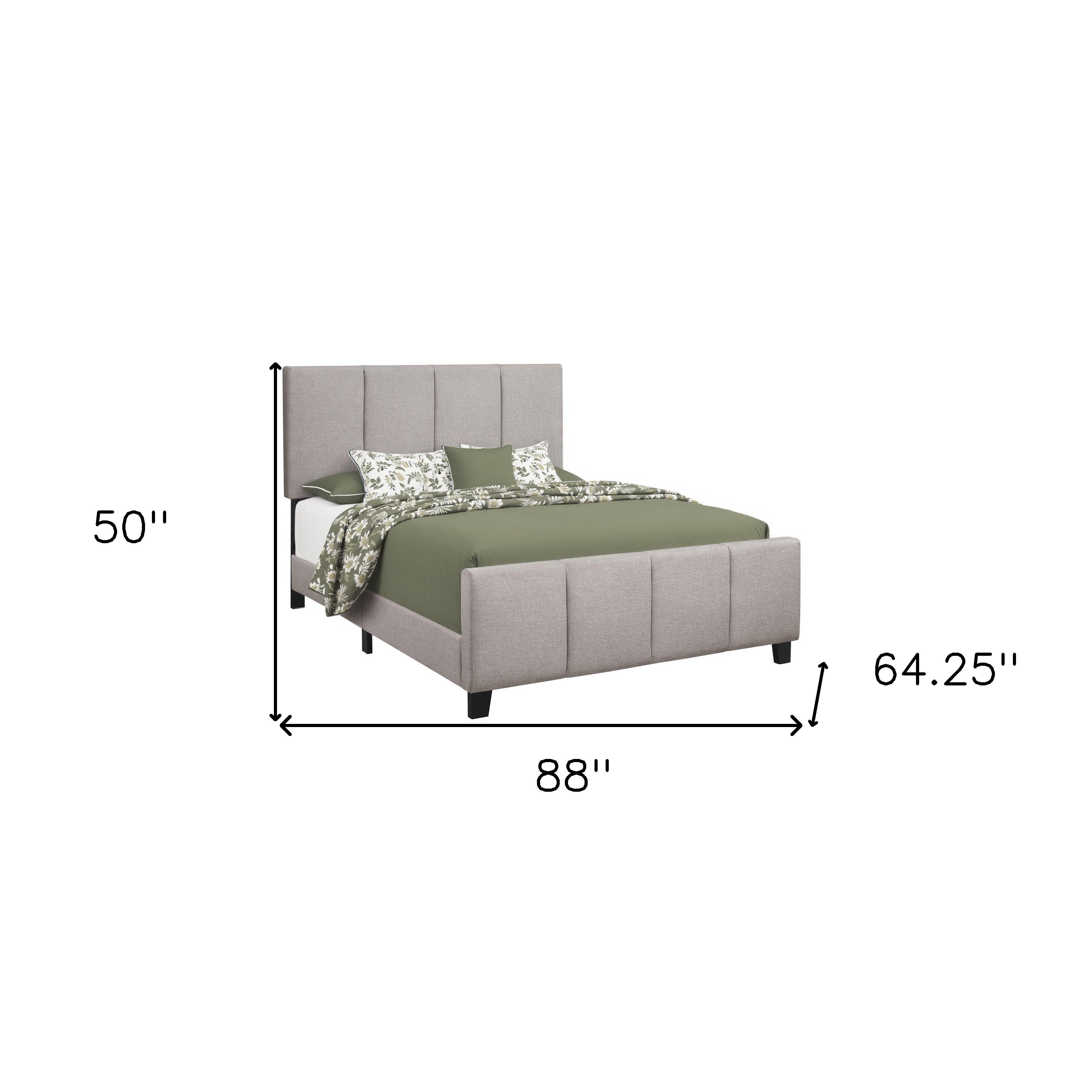 Gray and Black Tufted Linen Queen Bed Frame - GreatEagleInc