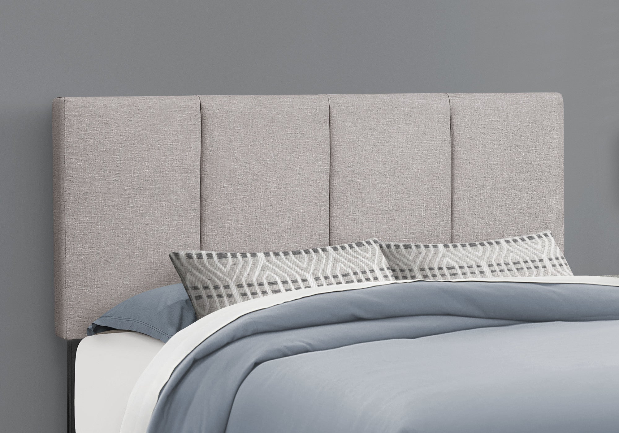 Gray and Black Tufted Linen Queen Bed Frame - GreatEagleInc