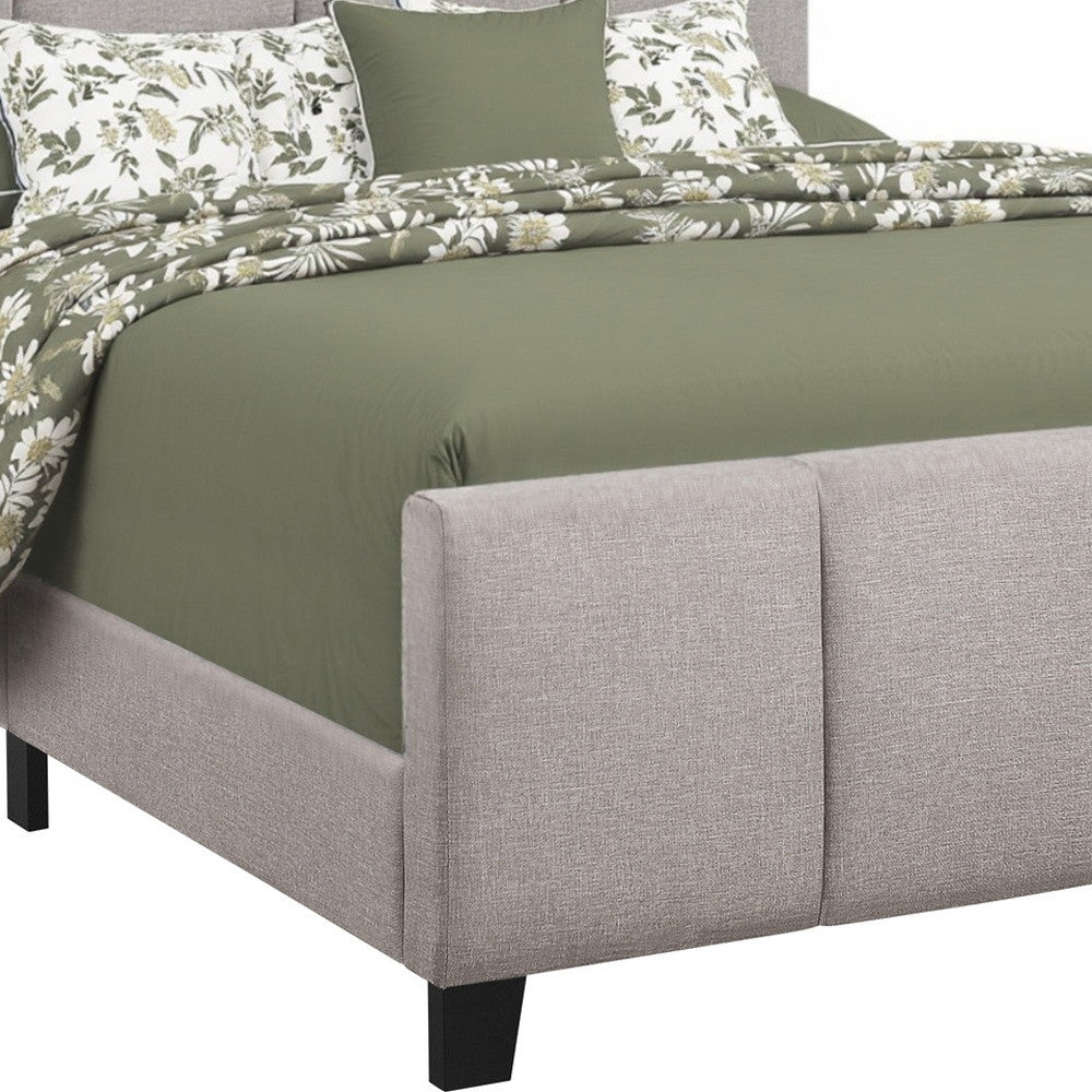 Gray and Black Tufted Linen Queen Bed Frame - GreatEagleInc