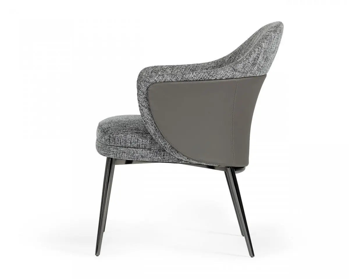 Gray and Black Upholstered Fabric And Faux Leather Wing Back Dining Arm Chair Homeroots Kitchen & Dining