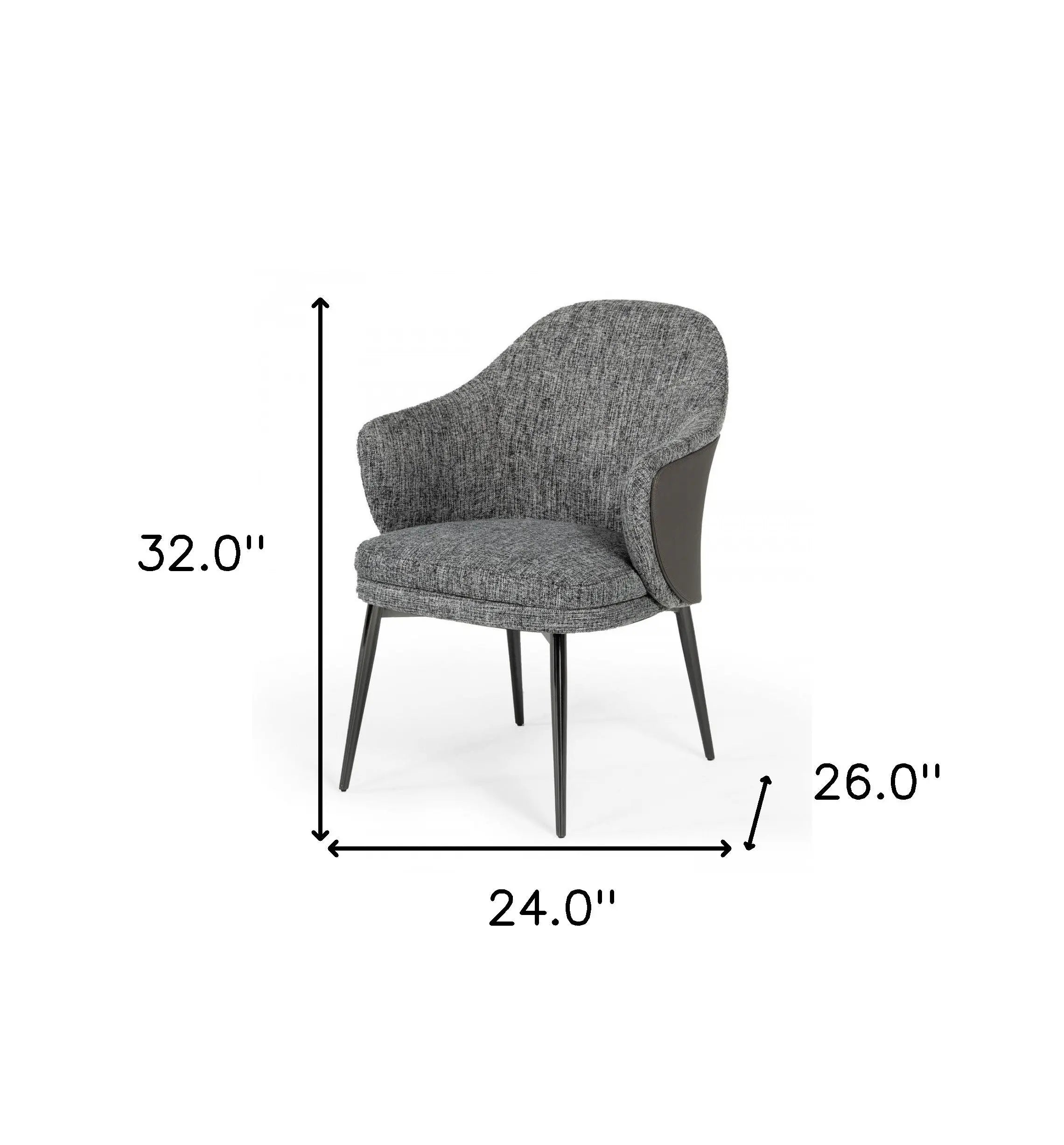Gray and Black Upholstered Fabric And Faux Leather Wing Back Dining Arm Chair Homeroots Kitchen & Dining