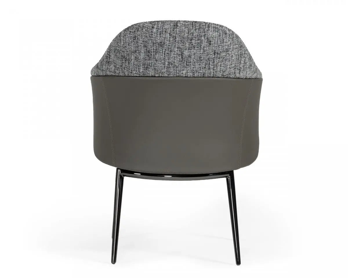Gray and Black Upholstered Fabric And Faux Leather Wing Back Dining Arm Chair Homeroots Kitchen & Dining