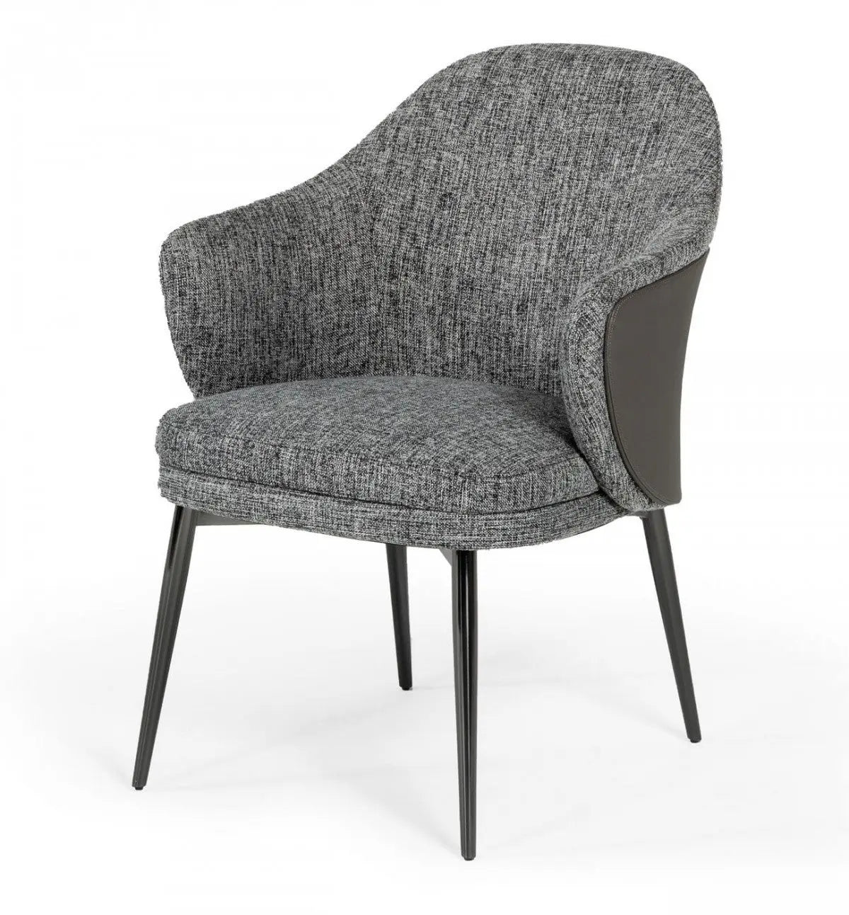 Gray and Black Upholstered Fabric And Faux Leather Wing Back Dining Arm Chair Homeroots Kitchen & Dining