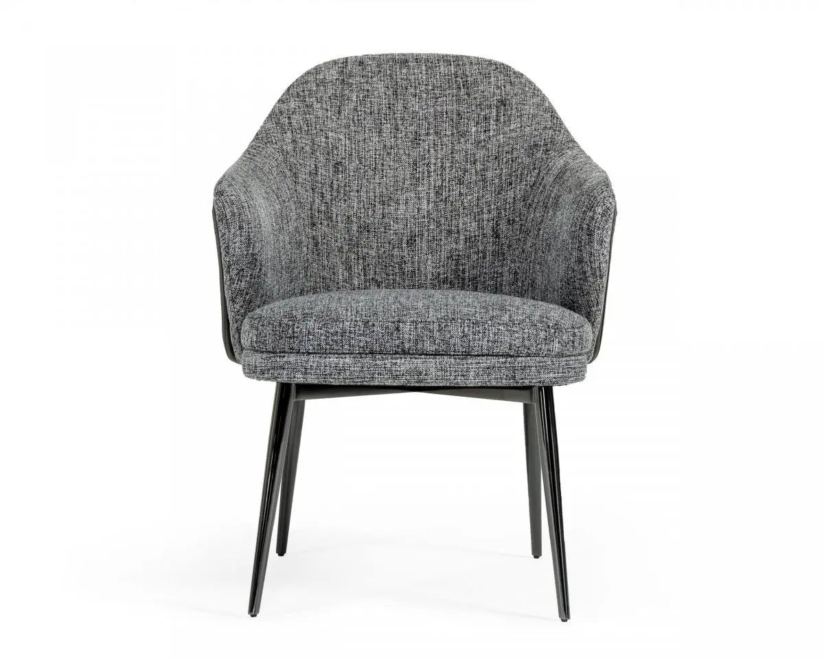 Gray and Black Upholstered Fabric And Faux Leather Wing Back Dining Arm Chair Homeroots Kitchen & Dining