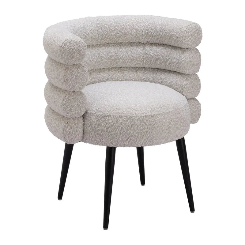 Gray and Black Upholstered Faux Fur Slat Back Dining Arm Chair - GreatEagleInc
