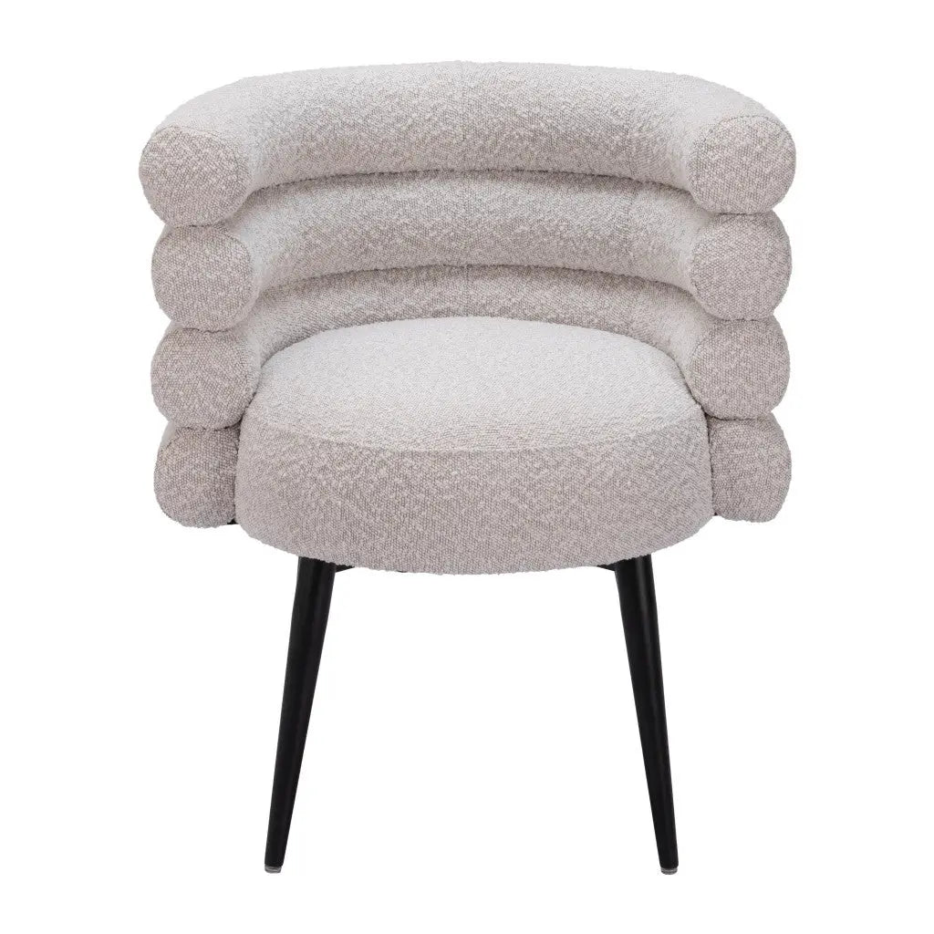 Gray and Black Upholstered Faux Fur Slat Back Dining Arm Chair - GreatEagleInc