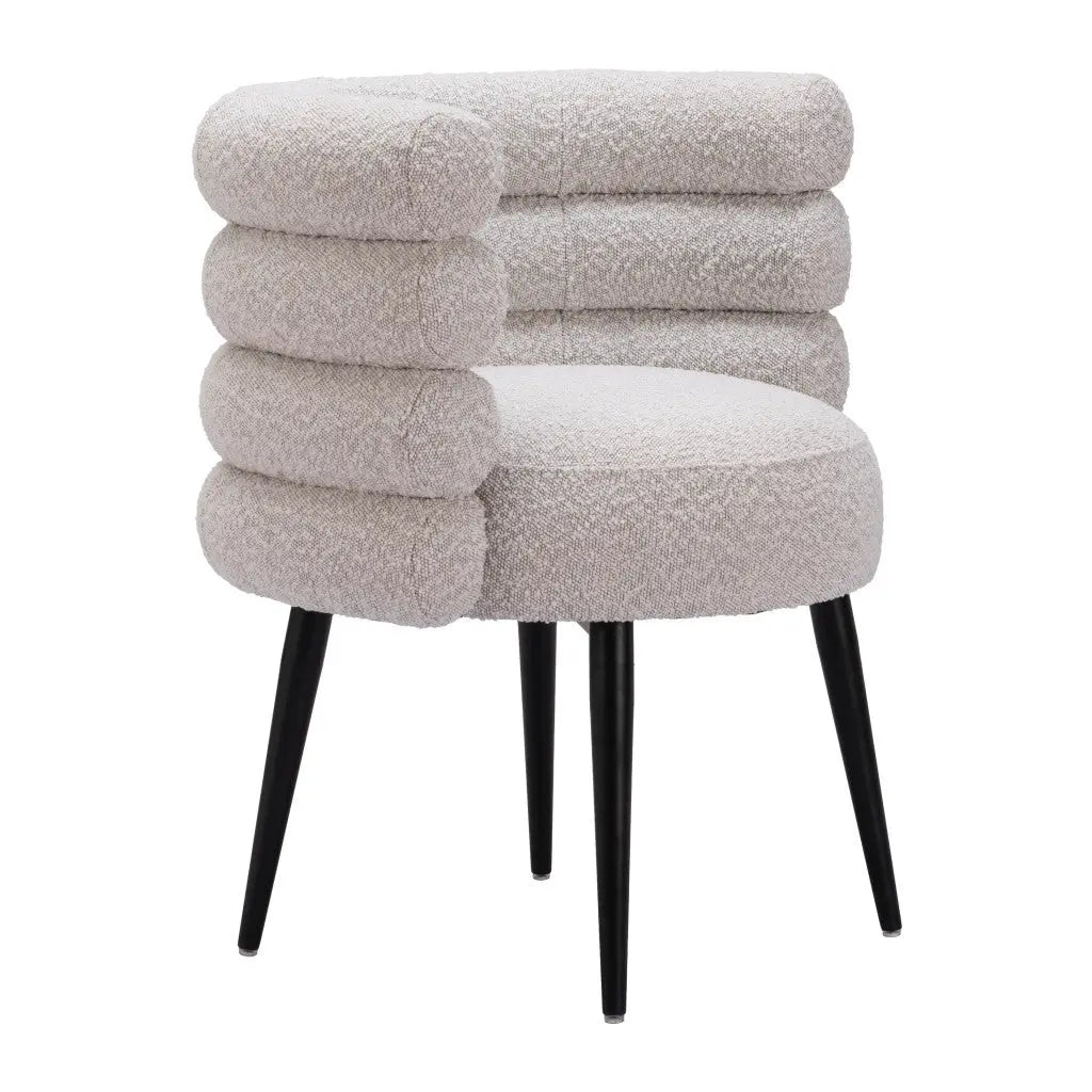 Gray and Black Upholstered Faux Fur Slat Back Dining Arm Chair - GreatEagleInc