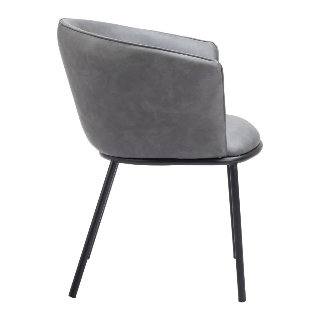 Gray and Black Upholstered Faux Leather Dining Arm Chair - GreatEagleInc