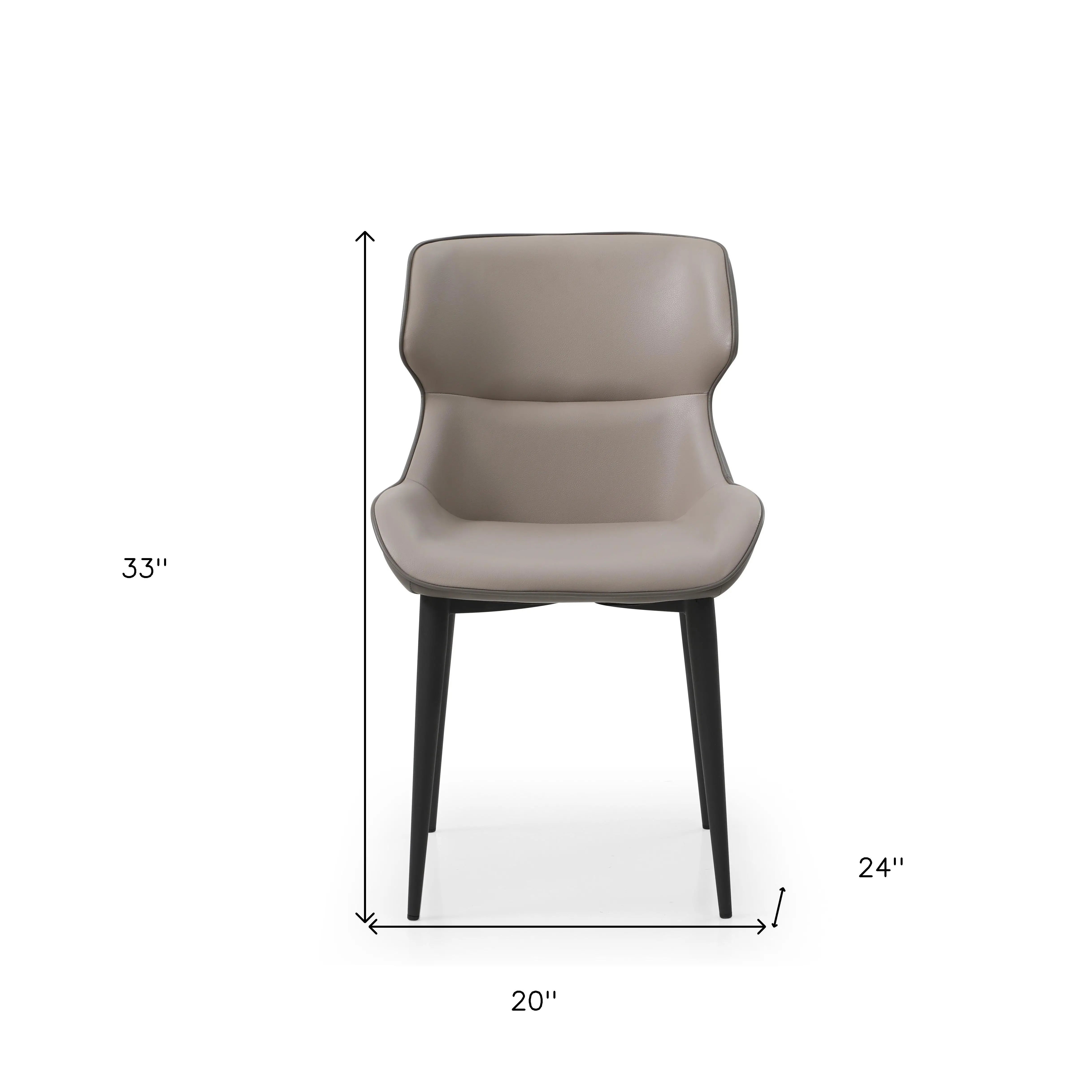 Gray and Black Upholstered Faux Leather Dining Side Chair Homeroots Kitchen & Dining