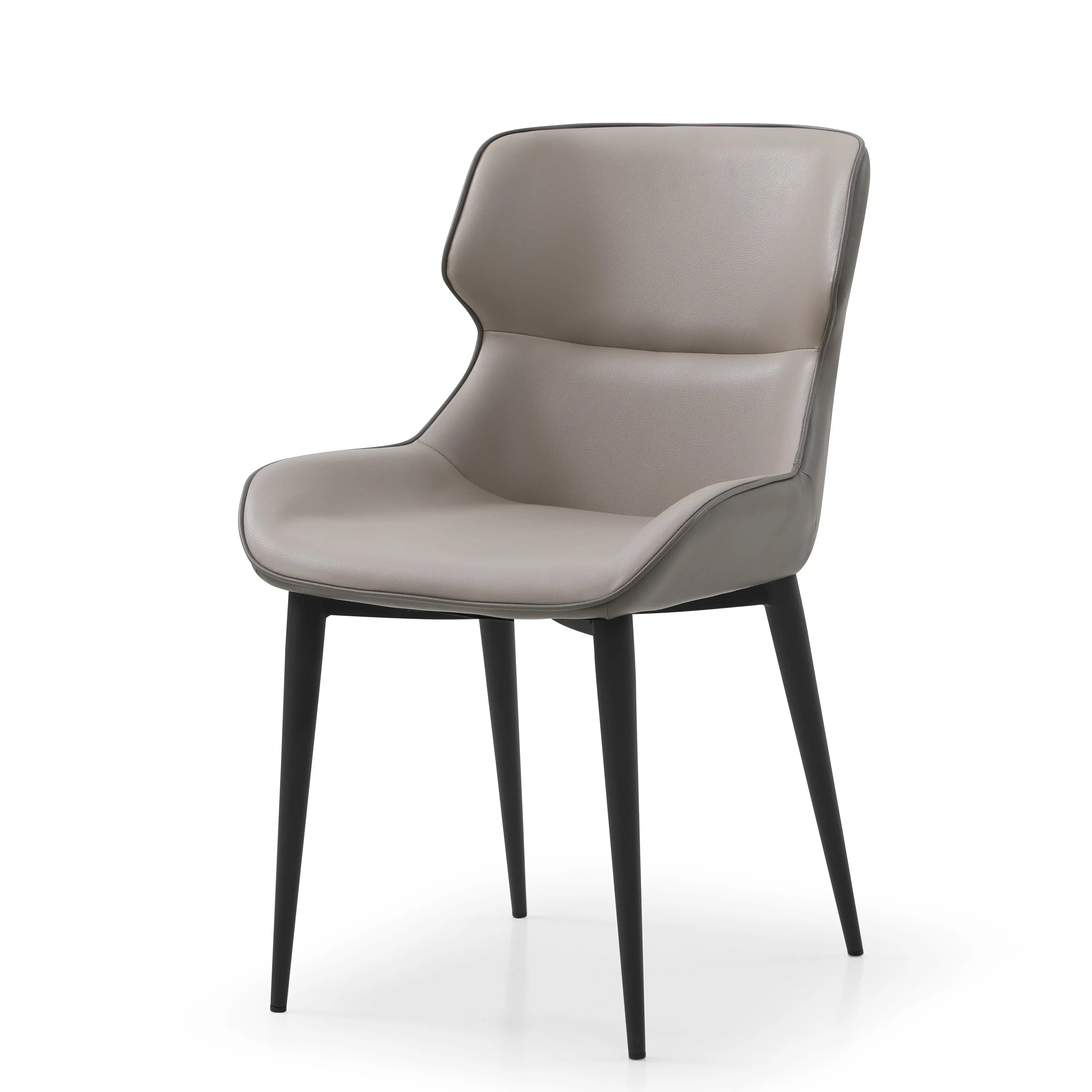 Gray and Black Upholstered Faux Leather Dining Side Chair Homeroots Kitchen & Dining