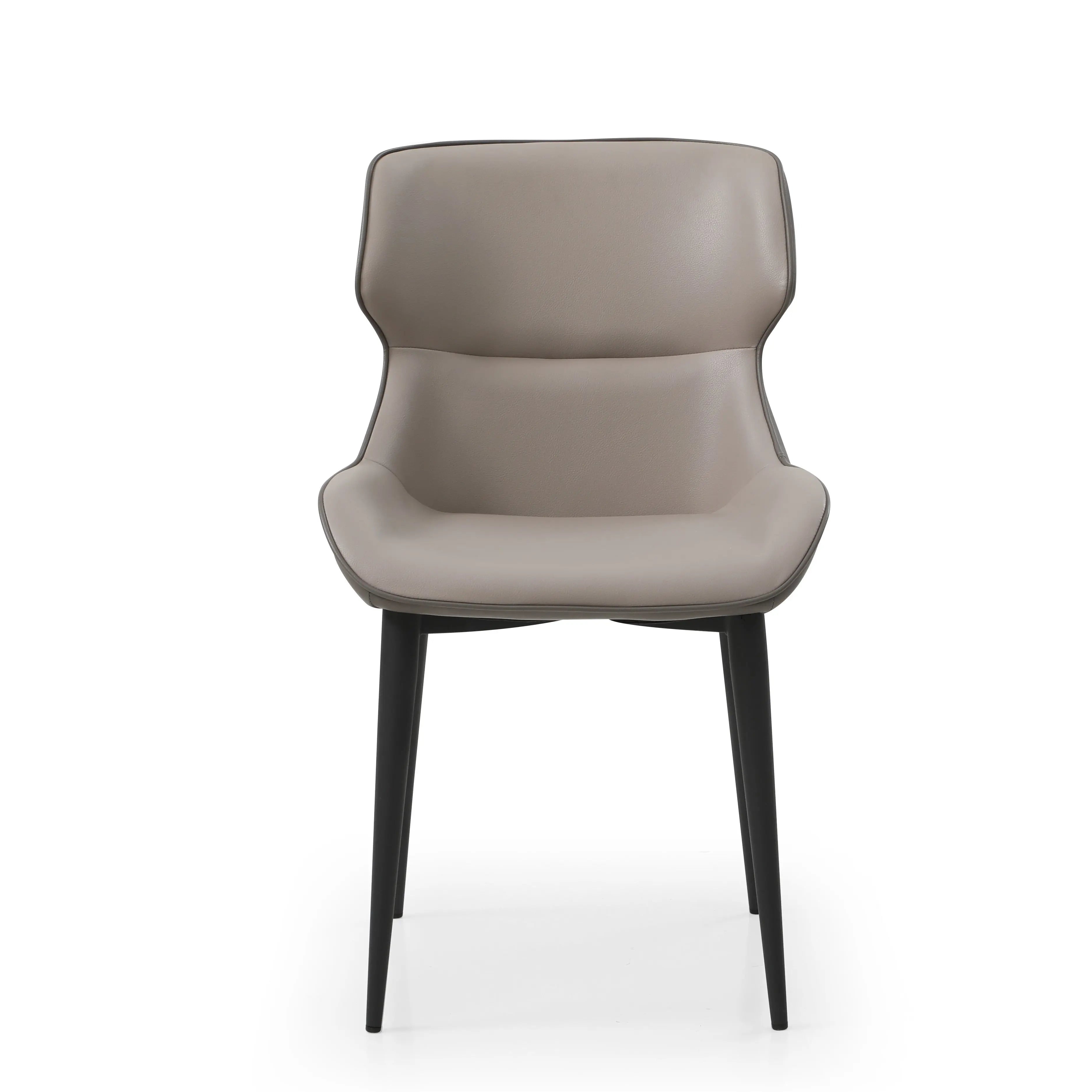 Gray and Black Upholstered Faux Leather Dining Side Chair Homeroots Kitchen & Dining