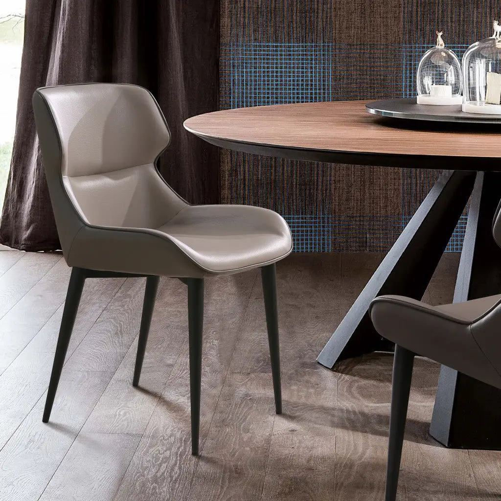 Gray and Black Upholstered Faux Leather Dining Side Chair Homeroots Kitchen & Dining