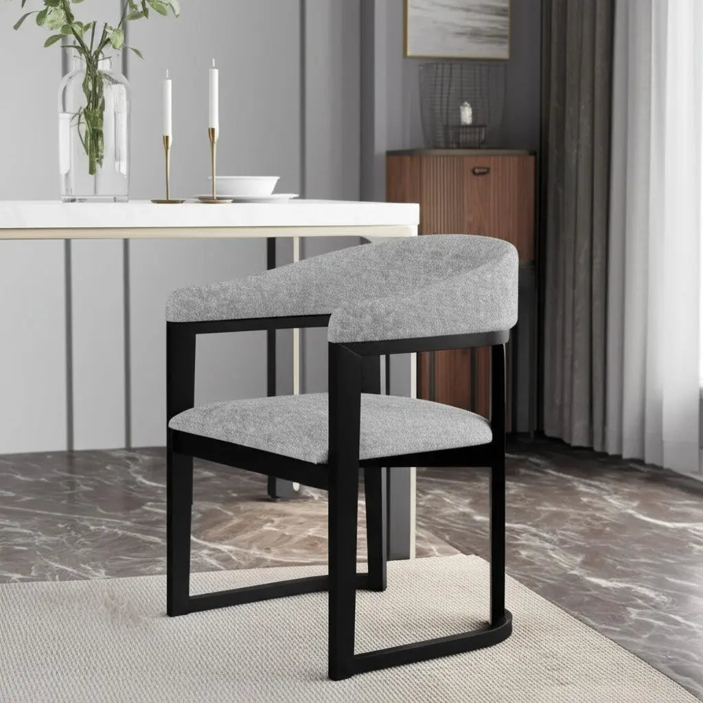 Gray and Black Upholstery Open Back Dining Arm Chair Homeroots Kitchen & Dining